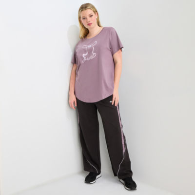 PUMA Womens Plus Crew Neck Short Sleeve Active T-Shirt