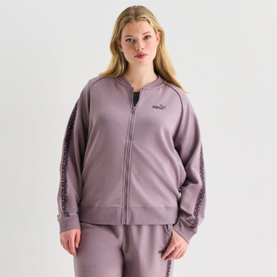 Puma Womens Animal Print Relaxed Track Jacket Plus, Color: Plum