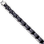 Mens 1/10 CT. T.W. Diamond Stainless Steel Black IP Adjustable Link Bracelet