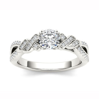 Womens 3/4 CT. T.W. Mined White Diamond 14K Gold Round Engagement Ring
