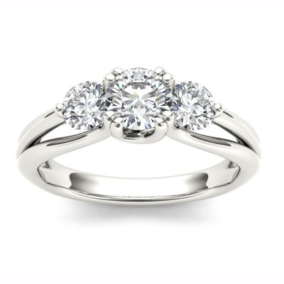 Love Lives Forever Womens 1 CT. T.W. Natural White Diamond 14K Gold Round 3-Stone Engagement Ring