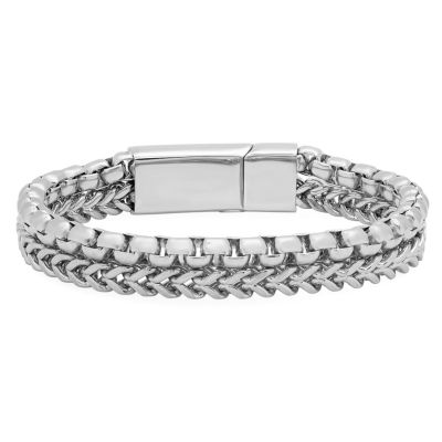 Cubic Zirconia Stainless Steel Chain Bracelet