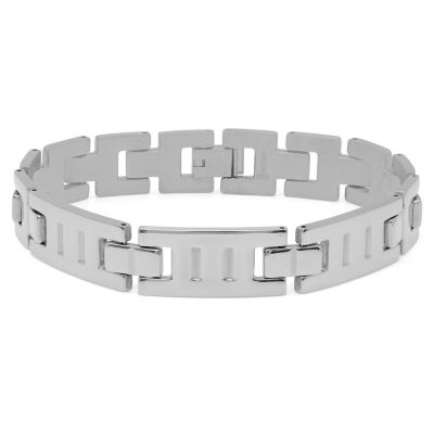 Steeltime Stainless Steel 8 Inch Solid Link Link Bracelet