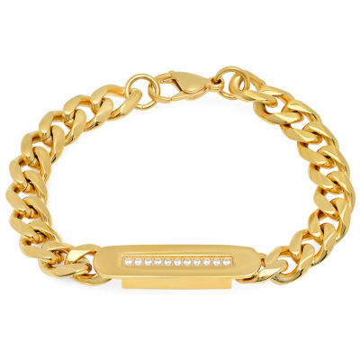 18K Gold Stainless Steel 8 Inch Solid Id Bracelet