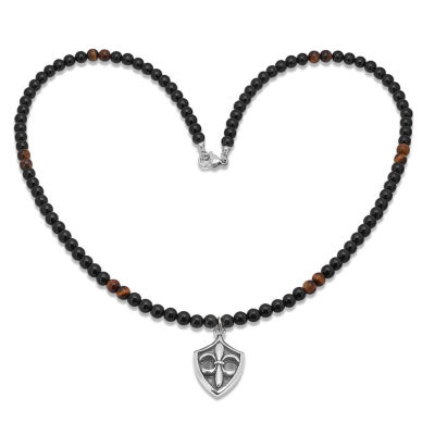 Mens Multi Color Tiger's Eye Stainless Steel Pendant Necklace