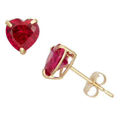 Lab Created Red Ruby 10K Gold 6.1mm Stud Earrings - JCPenney