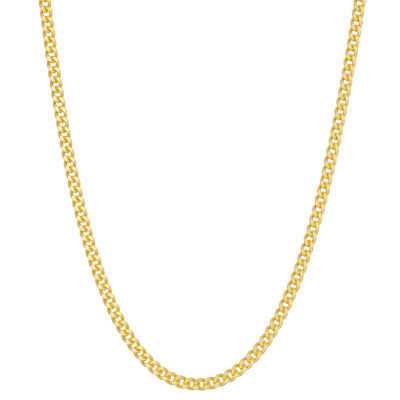 14K Gold Over Silver Inch Semisolid Curb Chain Necklace