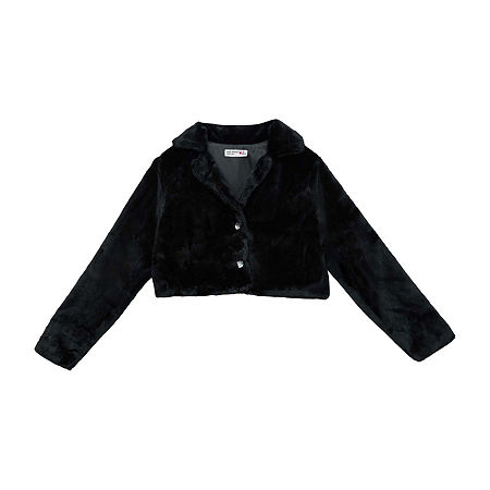 Knit Works Little & Big Girls Faux Fur Midweight Faux Fur Coat, Xx-large, Black
