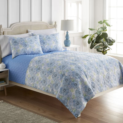 Micro Flannel Seersucker Reversible Wrinkle Resistant Quilt Set