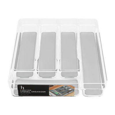 Home Expressions Acrylic & Silicone 5 Section Utensil Holder