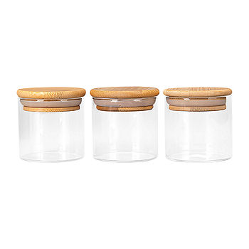 Home Expressions Bamboo And Glass 6-pc. Spice Jar set