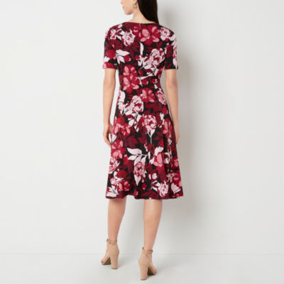 petite floral fit and flare dress