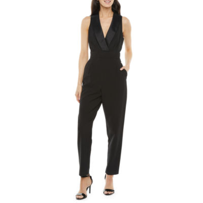 Jessica Howard Shawl Collar Sleeveless Jumpsuit, Color Black JCPenney