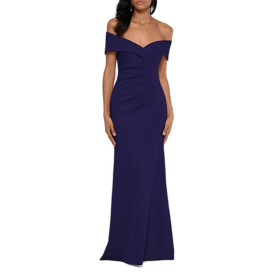 DJ Jaz Off The Shoulder Sleeveless Evening Gown, Color: Navy - JCPenney