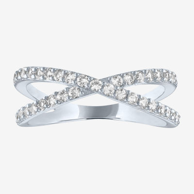 Yes, Please! Lab Created White Sapphire Sterling Silver Crossover Band
