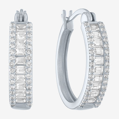 Yes, Please! Lab Created White Sapphire Sterling Silver 22mm Hoop Earrings
