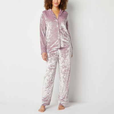 Ambrielle Womens Long Sleeve Pant Satin Pajama Set