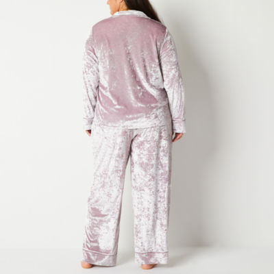 Ambrielle Womens Crew Neck Long Sleeve 2-pc. Pant Pajama Set