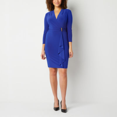 Jessica Howard Plus 3/4 Sleeve Sheath Dress, Color: Black - JCPenney