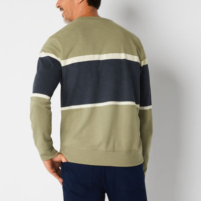 St. John's Bay Stripe Mens Crew Neck Long Sleeve Sweatshirt
