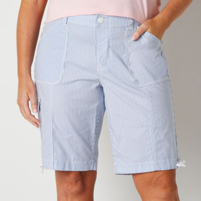 St. John's Bay Womens Mid Rise Adaptive Easy-on + Easy-off Bermuda Short-Plus