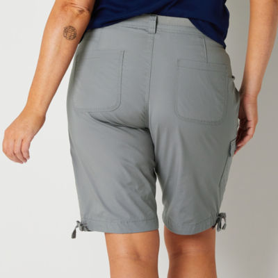 St. John's Bay Cargo Womens 11 1/2" Mid Rise Plus Bermuda Short