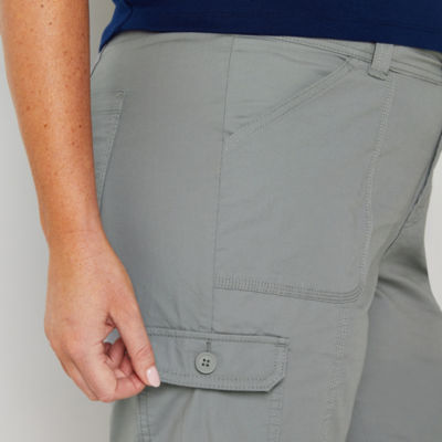 St. John's Bay Cargo Womens 11 1/2" Mid Rise Plus Bermuda Short