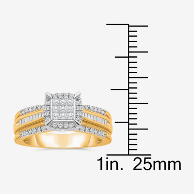 1/2 CT.T.W. Natural Diamond Cushion Shape Side Stone Halo Engagement Ring 10K or 14K Gold