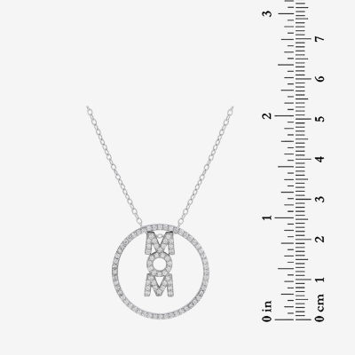 Sterling Silver 3-in-1 Cubic Zirconia Circle "Mom" Necklace