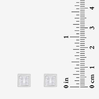 2 CT. White Cubic Zirconia Sterling Silver 7mm Stud Earrings