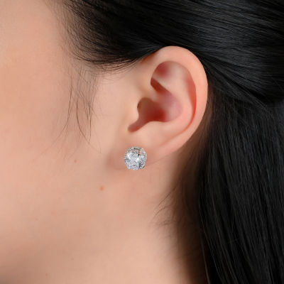 DiamonArt® White Cubic Zirconia Sterling Silver 9mm Stud Earrings