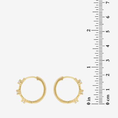 Diamonart 3/8 CT. T.W. White Cubic Zirconia 14K Gold Over Silver 19.1mm Round Hoop Earrings