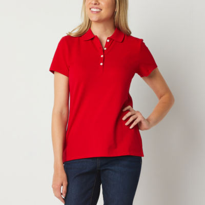 St. John's Bay Womens Short Sleeve Polo Shirt