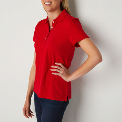 St. John's Bay Womens Short Sleeve Polo Shirt