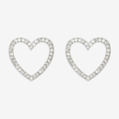 Mixit Hypoallergenic Silver Tone 21mm Heart Stud Earrings