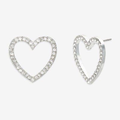 Mixit Hypoallergenic Silver Tone 21mm Heart Stud Earrings