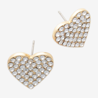 Mixit Hypoallergenic Gold Tone Glass 11.5mm Heart Stud Earrings
