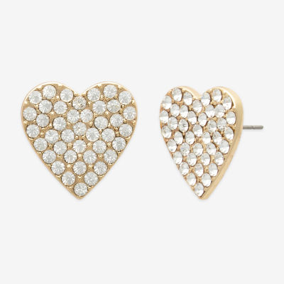 Mixit Hypoallergenic Gold Tone Glass 11.5mm Heart Stud Earrings