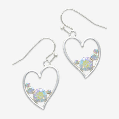 Mixit Hypoallergenic Silver Tone Glass Heart Drop Earrings