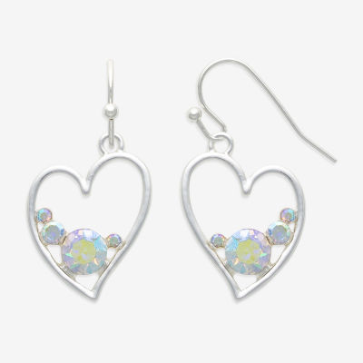 Mixit Hypoallergenic Silver Tone Glass Heart Drop Earrings