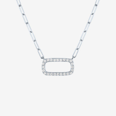 Diamond Addiction Womens 1/8 CT. T.W. Natural White Diamond 10K Gold Paperclip 18 Inch Pendant Necklace