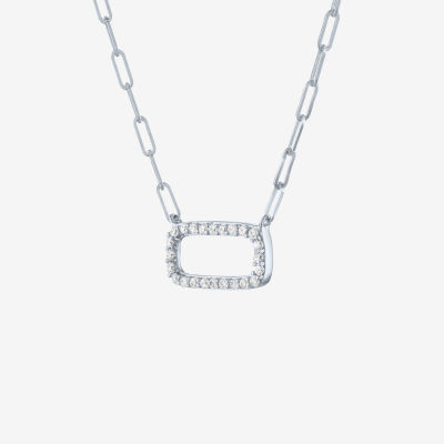 Diamond Addiction Womens 1/8 CT. T.W. Natural White Diamond 10K Gold Paperclip 18 Inch Pendant Necklace