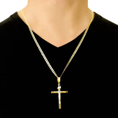 Crucifix Mens 14K Gold Cross Pendant