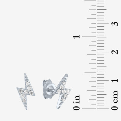 Diamond Addiction 1/10 CT. T.W. Mined White Sterling Silver 9.4mm LIghtning Bolt Stud Earrings