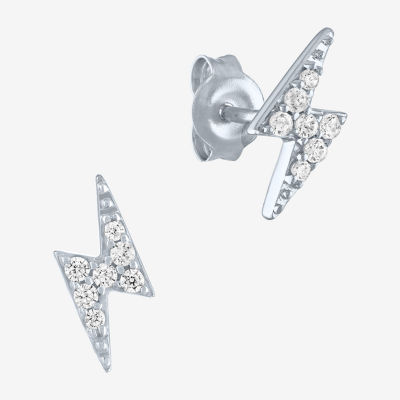 Diamond Addiction 1/10 CT. T.W. Mined White Sterling Silver 9.4mm LIghtning Bolt Stud Earrings