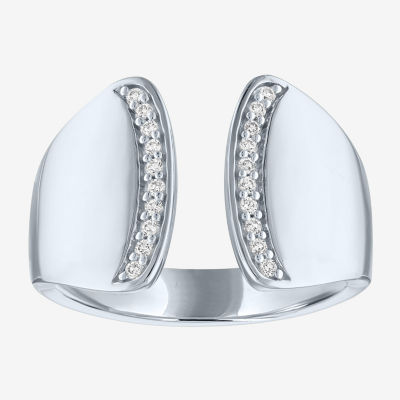 Diamond Addiction Bold Open Edge 1/10 CT. T.W. Mined White Diamond 14K Gold Over Silver Band