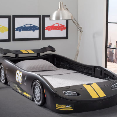 Turbo Race Car Kids Twin Bed in Black