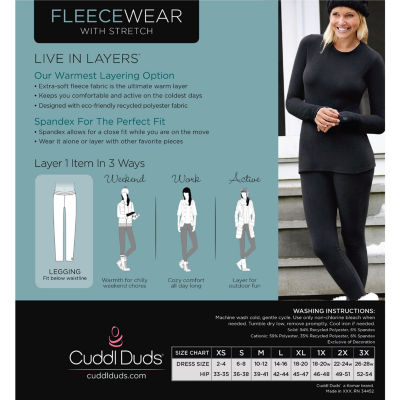 Cuddl Duds Fleecewear Tag Free Thermal Legging Plus