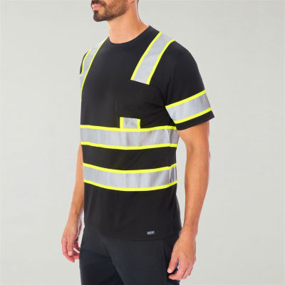 Smiths Workwear Reflective Safety Mens Crew Neck Short Sleeve Moisture Wicking Pocket T-Shirt