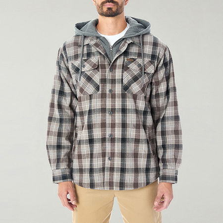 Smiths Workwear Hooded Sherpa Lined Flannel Mens Hooded Midweight Shirt Jacket, Xx-large, Gray